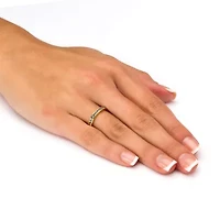 Simulated Birthstone Gold-Plated Eternity Band