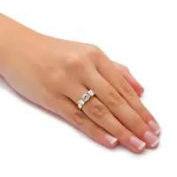 2.28 TCW Round Cubic Zirconia Three-Stone Anniversary Ring Gold-Plated