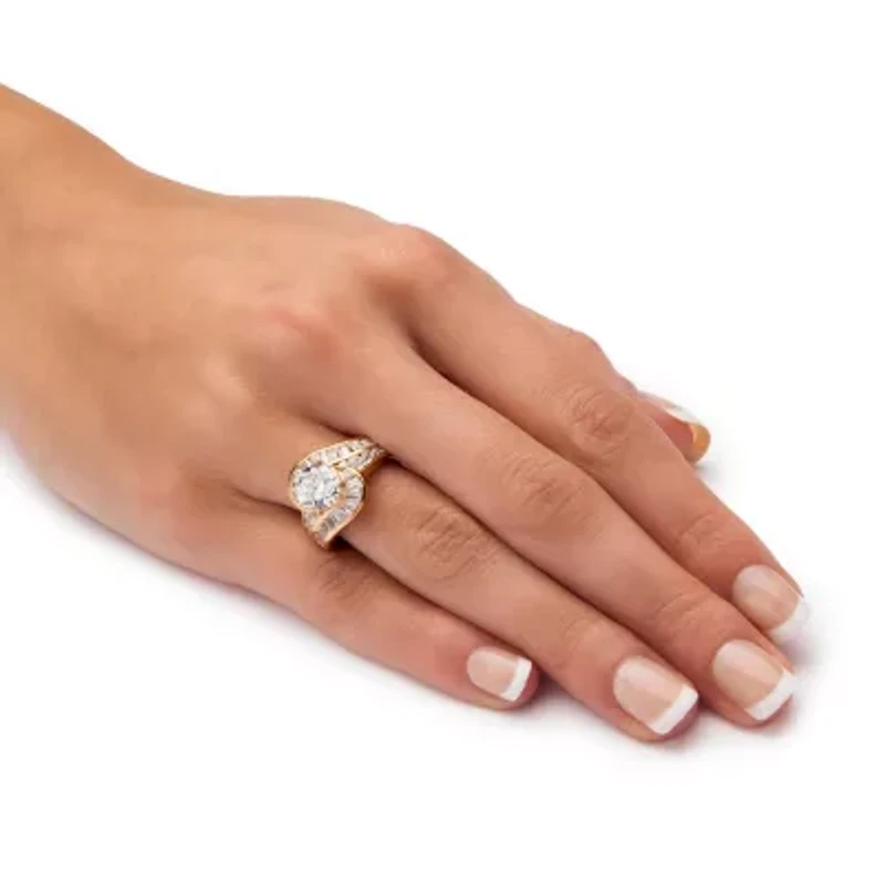 4.79 TCW Round Cubic Zirconia Bypass Ring 14k Gold-plated Sterling Silver