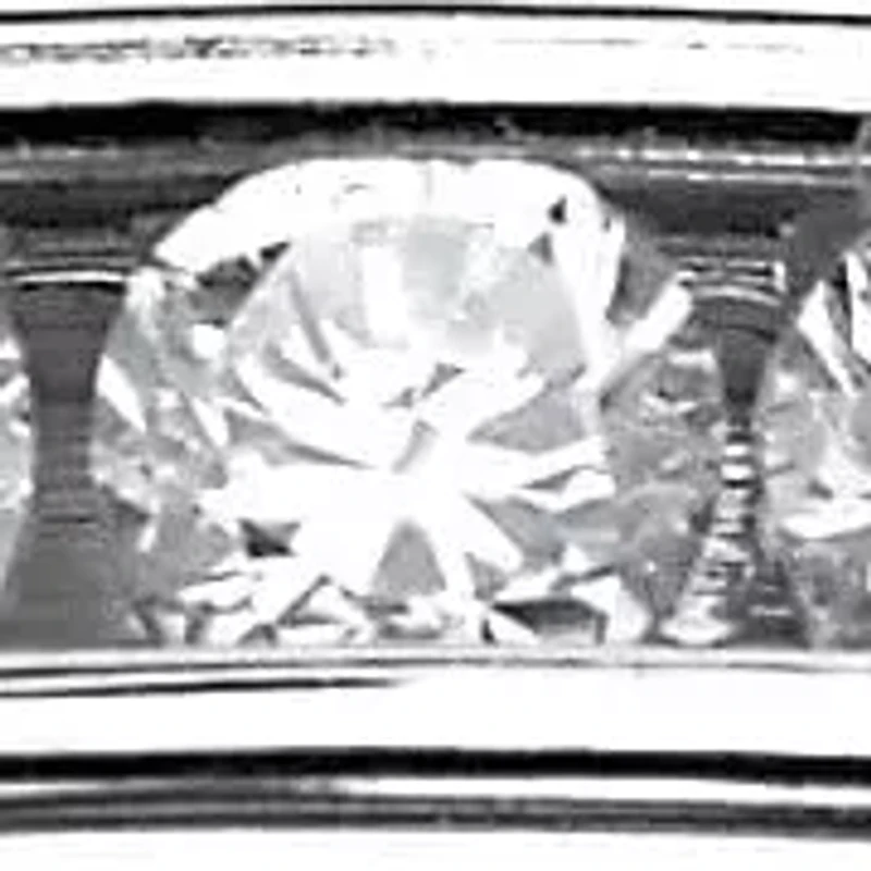 Simulated Birthstone Silver Eternity Band