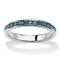 Simulated Birthstone Silver Eternity Band