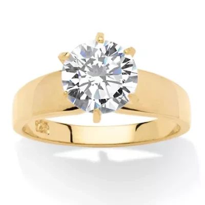 3 TCW Cubic Zirconia Solitaire Ring 14k Gold-plated Sterling Silver