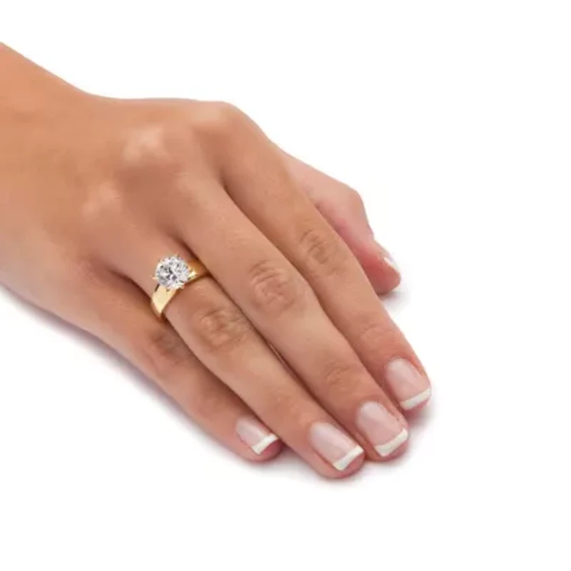 3 TCW Cubic Zirconia Solitaire Ring 14k Gold-plated Sterling Silver