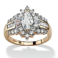 2.18 TCW Marquise-Cut Cubic Zirconia Ring 10k Gold