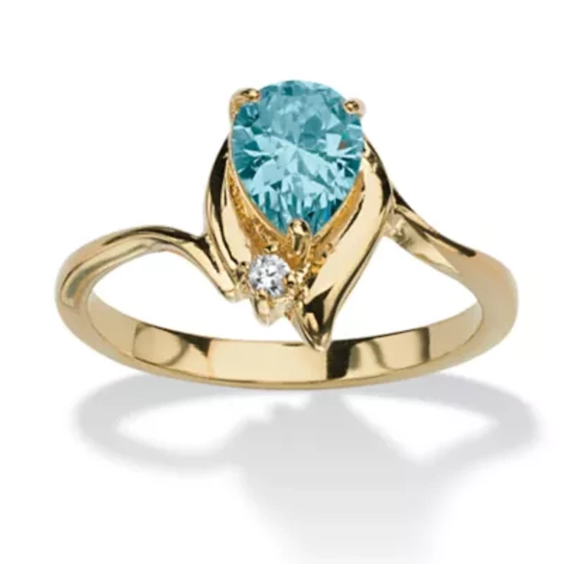 Birthstone and Crystal 18k Gold-Plated Ring