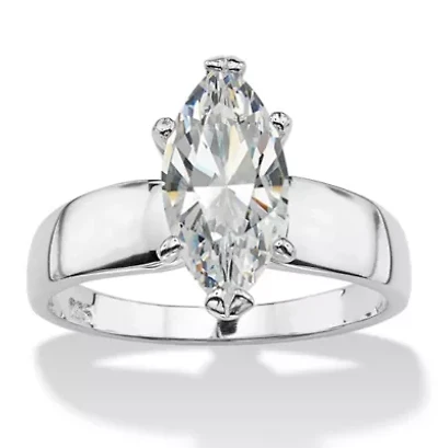 2.11 Cttw. Marquise-Cut Cubic Zirconia .925 Sterling Silver Solitaire Ring