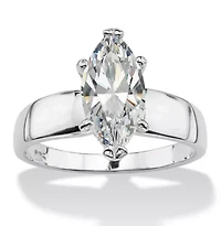 2.11 Cttw. Marquise-Cut Cubic Zirconia .925 Sterling Silver Solitaire Ring