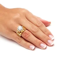 6 TCW Round Cubic Zirconia Gold-Plated Engagement Filigree Solitaire Ring