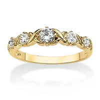Birthstone Gold-Plated "X & O" Ring