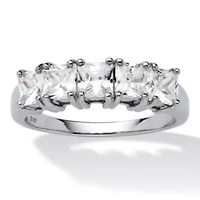 1.85 TCW Princess-Cut Cubic Zirconia Platinum-plated Silver Wedding Band