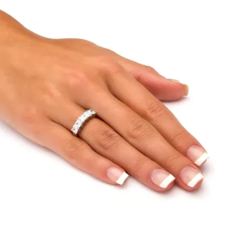 1.85 TCW Princess-Cut Cubic Zirconia Platinum-plated Silver Wedding Band