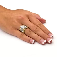 2.48 TCW Marquise-Cut CZ & Crystal Gold-Plated Engagement Ring