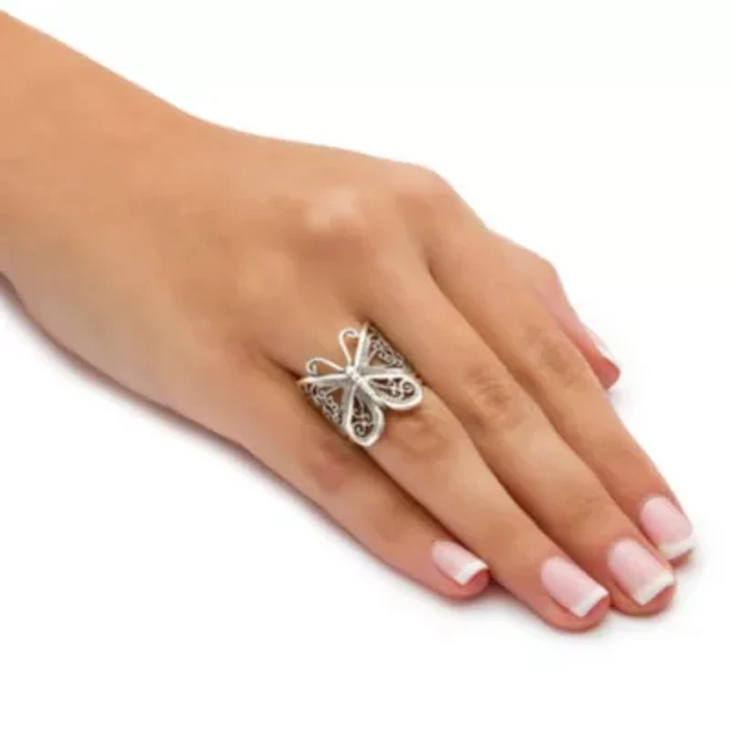 Filigree .925 Sterling Silver Butterfly Wrap Ring