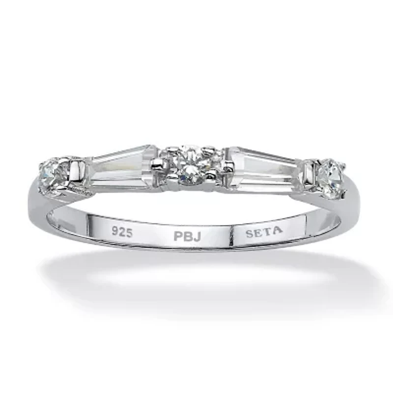 .98 TCW Round and Baguette Cubic Zirconia Ring .925 Sterling Silver