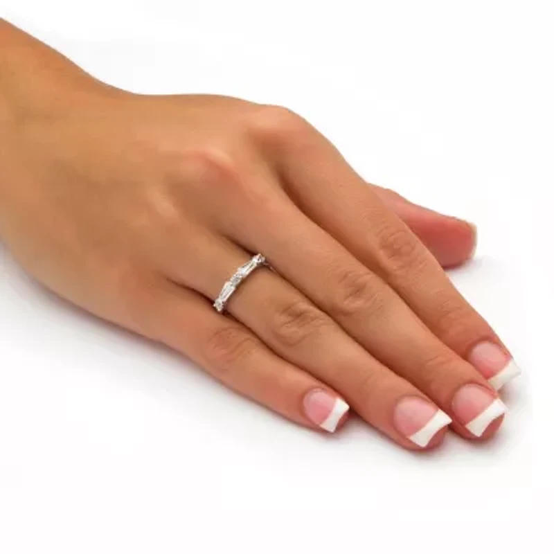 .98 TCW Round and Baguette Cubic Zirconia Ring .925 Sterling Silver