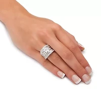 7.15 TCW CZ Multi-Row Engagement Ring Platinum-plated Sterling Silver