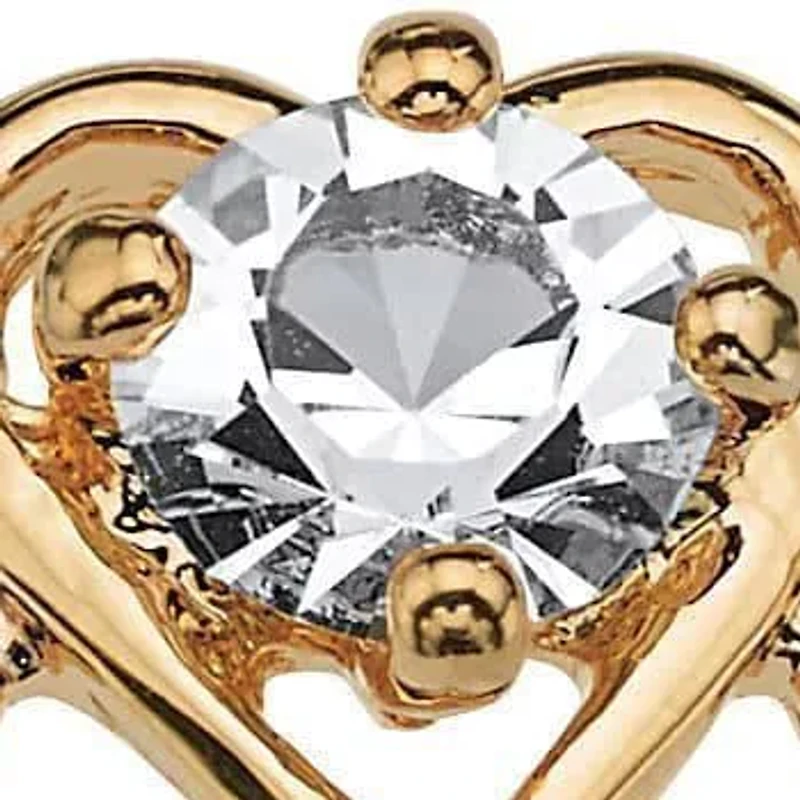 Simulated Birthstone Heart Ring Gold-Plated