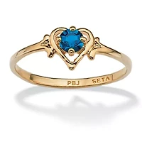 Simulated Birthstone Heart Ring Gold-Plated