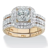 2.37 TCW Cubic Zirconia Bridal Set Gold-Plated Sterling Silver