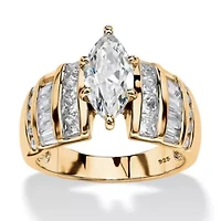 3.87 TCW Marquise-Cut Cubic Zirconia Ring 14k Gold-plated Sterling Silver