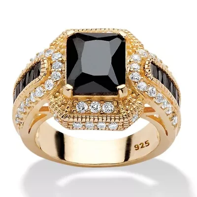 5.81 TCW Black Cubic Zirconia Ring 14k Yellow Gold-plated Sterling Silver