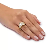 3.63 Cttw. Marquise-Cut Cubic Zirconia Yellow Gold-Plated Ring