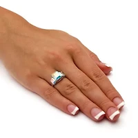 5.60 Cttw. Emerald-Cut Aurora Borealis Cubic Zirconia Sterling Silver Ring
