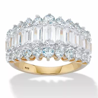 4.38 TCW Cubic Zirconia Gold-Plated Sterling Silver Engagement Ring
