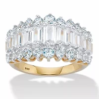 4.38 TCW Cubic Zirconia Gold-Plated Sterling Silver Engagement Ring