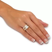 3.31 TCW CZ 14k Gold-plated Sterling Silver 2-Piece Channel-Set Bridal Ring Set