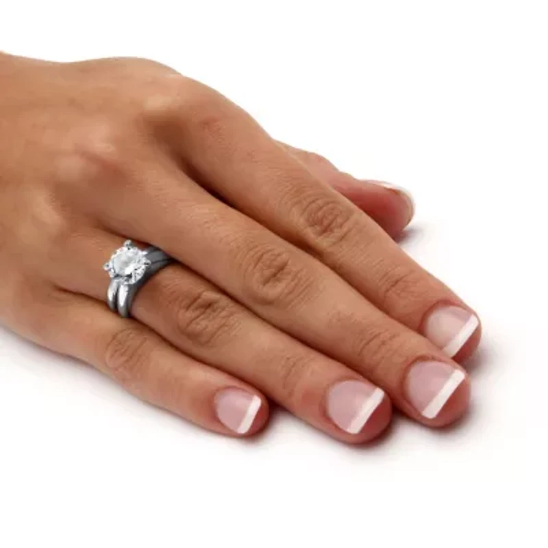 3 TCW Cubic Zirconia 2-Pc. Bridal Set Platinum-plated Sterling Silver