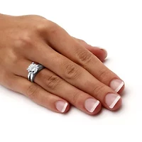 3 TCW Cubic Zirconia 2-Pc. Bridal Set Platinum-plated Sterling Silver