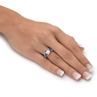 Lab Created 2.63 TCW Platinum-plated Sterling CZ and Lab-Created Sapphire Wedding Ring Set