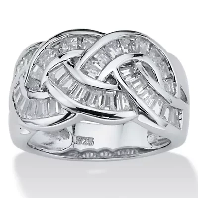 1.80 TCW Cubic Zirconia Channel-Set Ring Platinum-plated Sterling Silver
