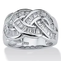 1.80 TCW Cubic Zirconia Channel-Set Ring Platinum-plated Sterling Silver
