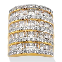 6.26 TCW Baguette and Round Cubic Zirconia Gold-Plated Channel Ring
