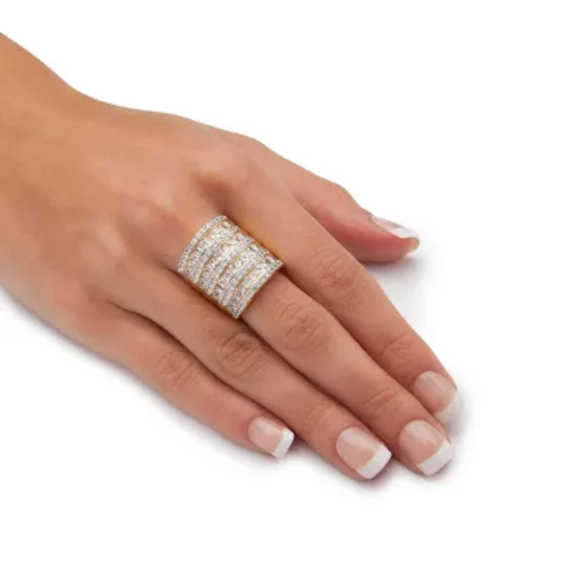 6.26 TCW Baguette and Round Cubic Zirconia Gold-Plated Channel Ring