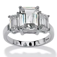 .925 Silver Simulated Birthstone 3-Stone Ring