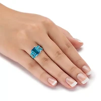 .925 Silver Simulated Birthstone 3-Stone Ring