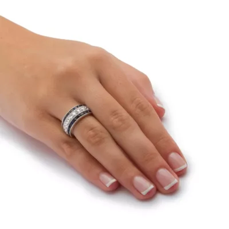 Lab Created 5.60 TCW CZ and Sapphire Ring Platinum-plated Sterling Silver