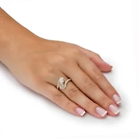 1.39 TCW Gold-Plated Sterling Silver Cubic Zirconia 2-Stone Bypass Ring