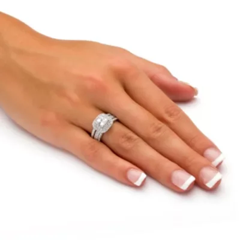 2.37 TCW Princess-Cut Cubic Zirconia Three-Piece Bridal Set