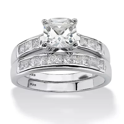 1.94 TCW CZ Bridal 2-PieceSet Platinum-plated Sterling Silver