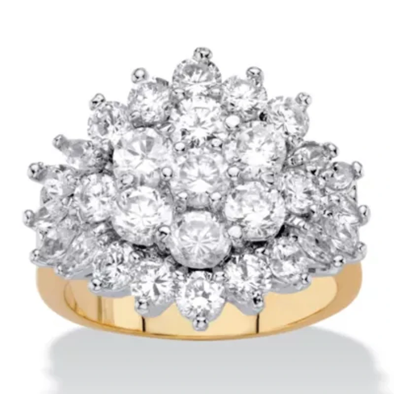 4.25 Cttw 18k Gold-Plated Cubic Zirconia Cluster Cocktail Ring
