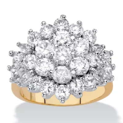 4.25 Cttw 18k Gold-Plated Cubic Zirconia Cluster Cocktail Ring