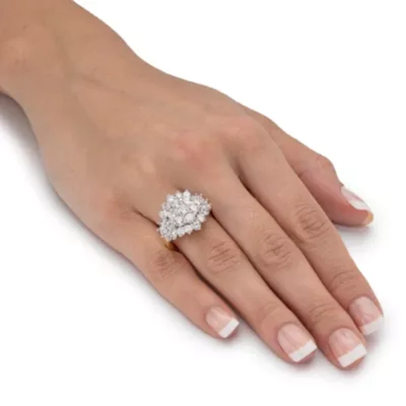 4.25 Cttw 18k Gold-Plated Cubic Zirconia Cluster Cocktail Ring