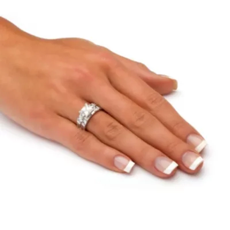 2 Piece 3.46 TCW CZ Bridal Ring Set Platinum-plated Sterling Silver