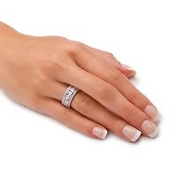 4.66 Cttw. Cubic Zirconia Platinum-plated Sterling Silver Eternity Ring
