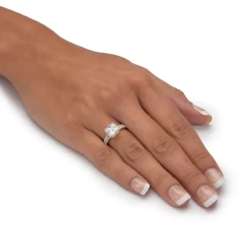 1.97 Cttw. Cubic Zirconia Solid 10k Yellow Gold 2-Piece Wedding Ring Set