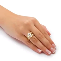 3.57 TCW Marquise-Cut CZ Gold-Plated .925 Silver 2 Piece Jacket Bridal Ring Set